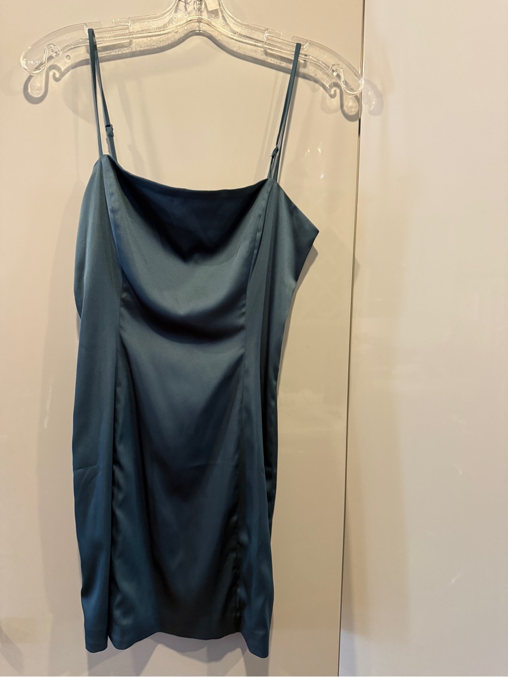 Sunday Best Satin Cowl Slip Dress in Teal Blue